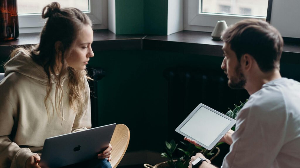 Couple with computers